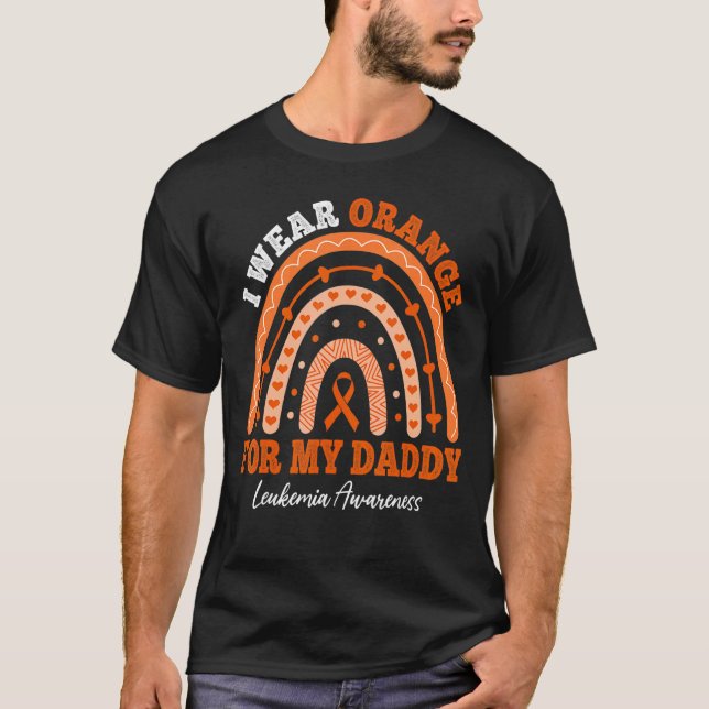 I Wear Orange Ribbon For Daddy Leukemia Awareness  T Shirt (Framsida)
