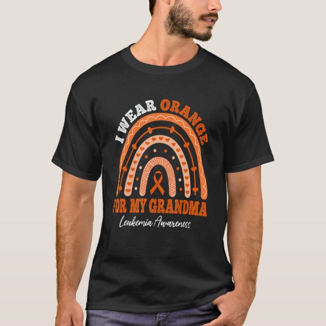 I Wear Orange Ribbon For Grandma Leukemia Awarenes T Shirt (Framsida)