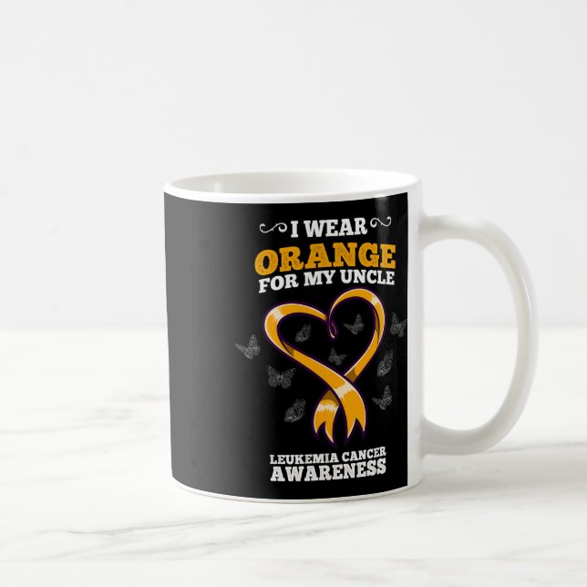 I Wear Orange Uncle Leukemia Cancer Awareness Bloo Kaffemugg (Höger)
