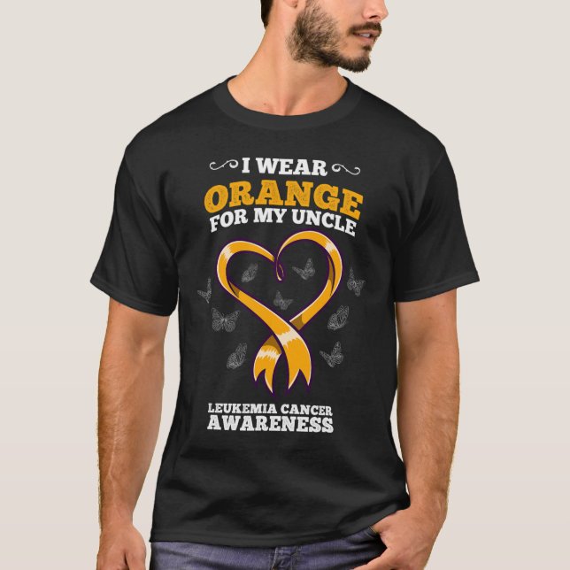 I Wear Orange Uncle Leukemia Cancer Awareness Bloo T Shirt (Framsida)