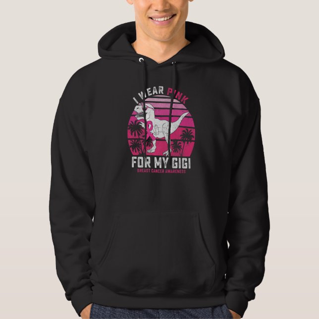 I Wear Pink For My Gigi Rex Dinosaur Ribbon Toddle Hoodie (Framsida)