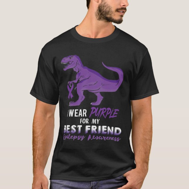 I Wear Purple For Best Friend Dinosaur Epilepsy Aw T Shirt (Framsida)
