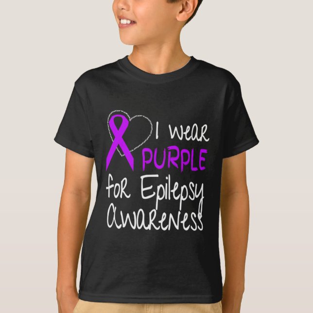 I Wear Purple For Epilepsy Awareness Ribbon  T Shirt (Framsida)