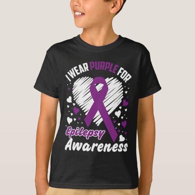 I Wear Purple For Epilepsy Awareness  T Shirt (Framsida)