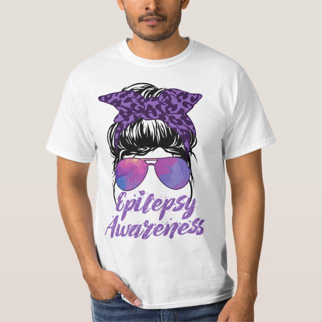 I Wear Purple For Epilepsy Awareness  T Shirt (Framsida)