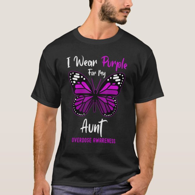 I Wear Purple For My Aunt Overdose Awareness Butte T Shirt (Framsida)
