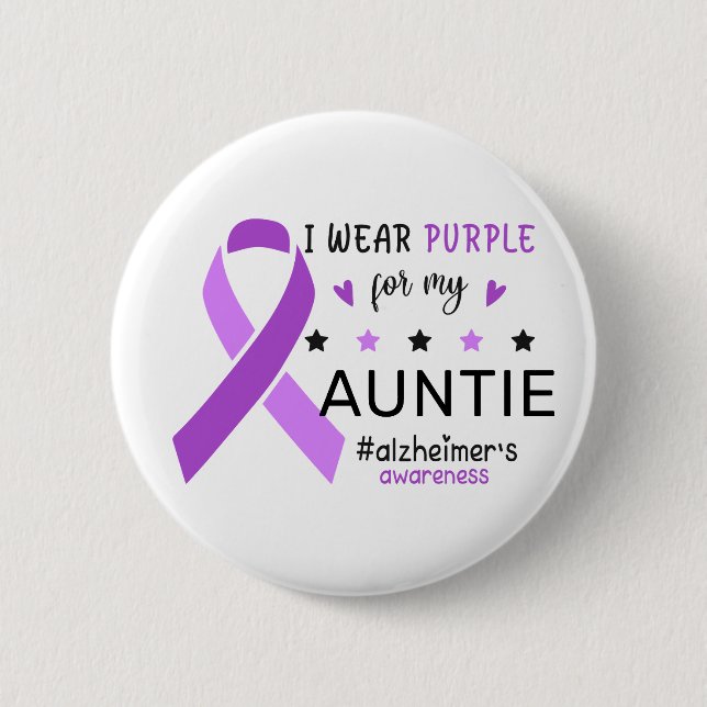I Wear Purple For My Auntie Alzheimer Awareness Knapp (Framsida)