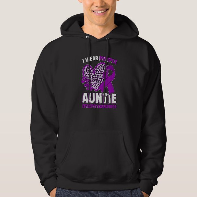 I Wear Purple For My Auntie Epilepsy Awareness Leo Hoodie (Framsida)