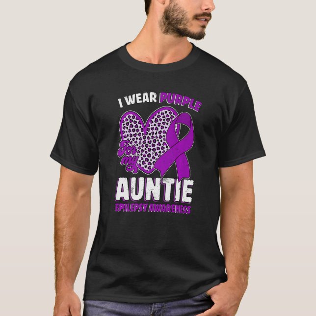 I Wear Purple For My Auntie Epilepsy Awareness Leo T Shirt (Framsida)