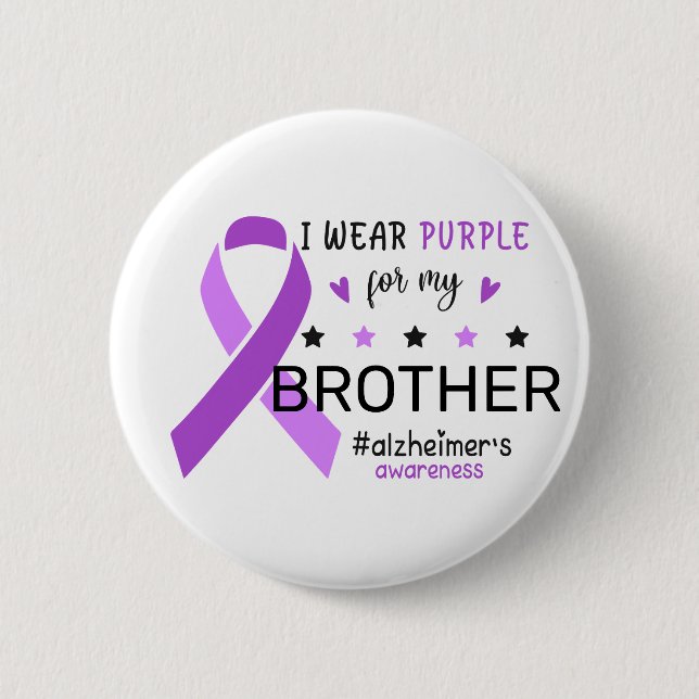 I Wear Purple For My Brother Alzheimer Awareness Knapp (Framsida)