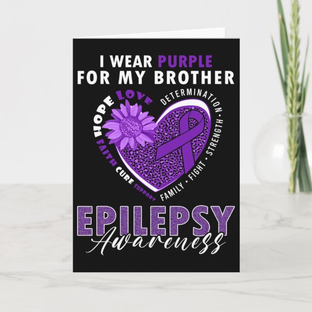 I Wear Purple For My Brother Epilepsy Awareness Su Kort (Framsida)