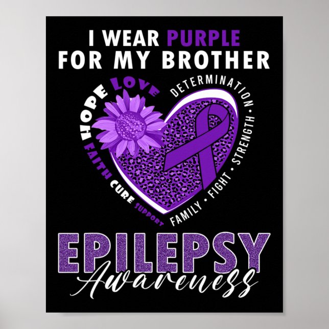 I Wear Purple For My Brother Epilepsy Awareness Su Poster (Framsidan)
