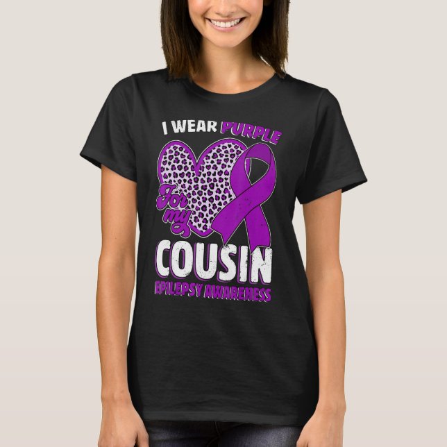 I Wear Purple For My Cousin Epilepsy Awareness Leo T Shirt (Framsida)