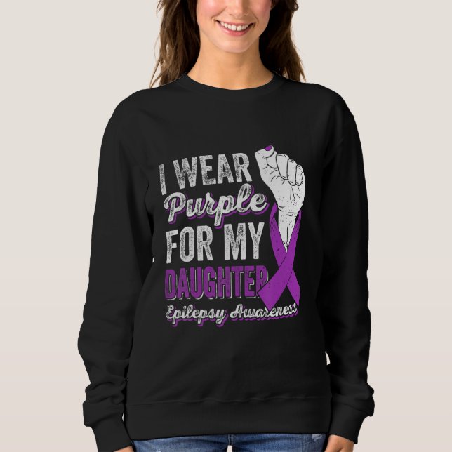 I Wear Purple For My Daughter Ribbon Epilepsy Awar T Shirt (Framsida)