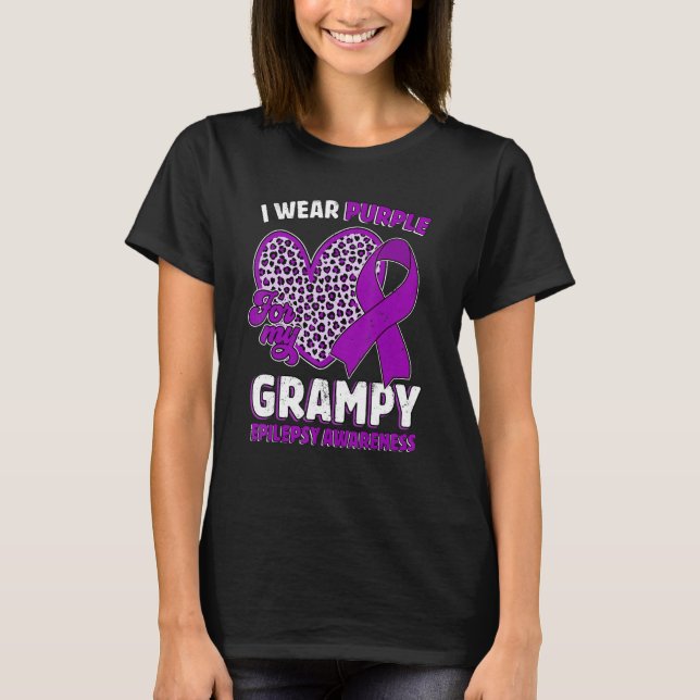 I Wear Purple For My Grampy Epilepsy Awareness Leo T Shirt (Framsida)