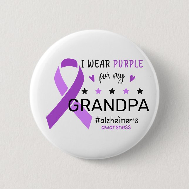 I Wear Purple For My Grandma Alzheimer Awareness Knapp (Framsida)