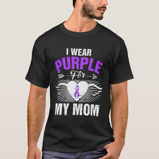 I Wear Purple For My Mom Epilepsy Awareness Costum T Shirt (Framsida)