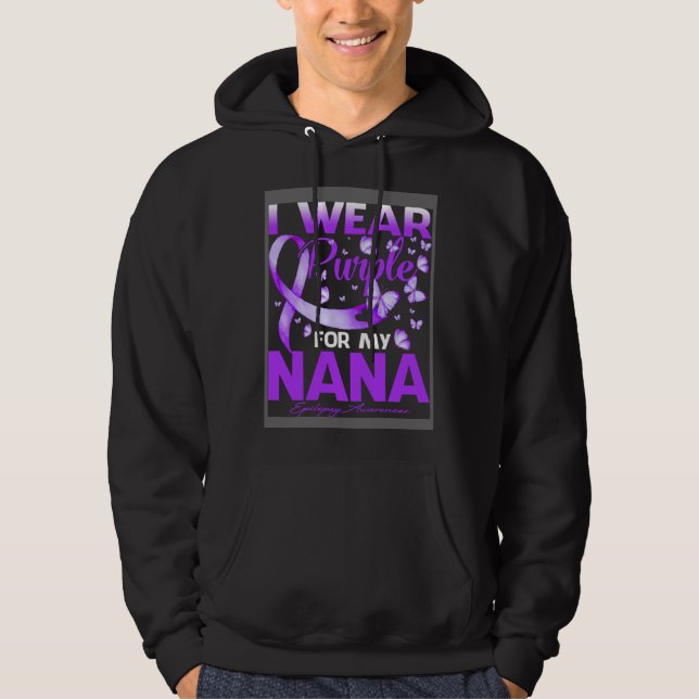 I Wear Purple For My Nana Epilepsy Awareness Hoodie (Framsida)