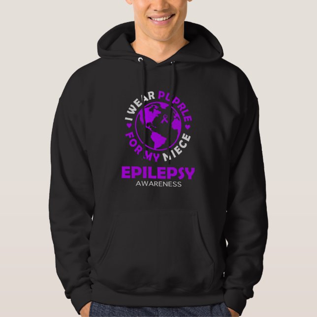 I wear PURPLE for my NIECE EPILEPSY Awareness Hoodie (Framsida)