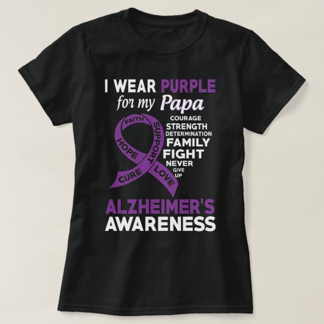 I Wear Purple For My Papa Alzheimer'S Awareness T Shirt (Design framsida)