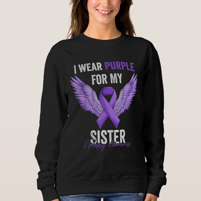 I Wear Purple For My Sister Epilepsy Awareness Ang T Shirt (Framsida)