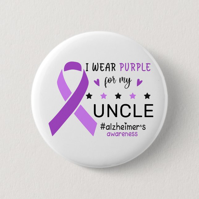 I Wear Purple For My Uncle Alzheimer Awareness Knapp (Framsida)