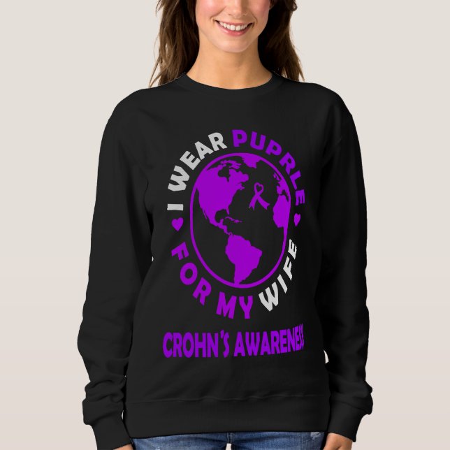 I wear PURPLE for my WIFE CROHN'S Awareness T Shirt (Framsida)