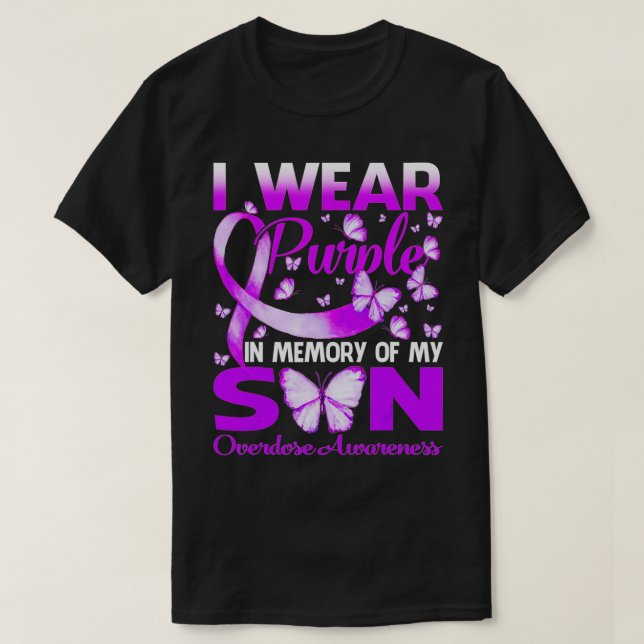 I Wear Purple In Memory For My Son Overdose Awaren T Shirt (Design framsida)