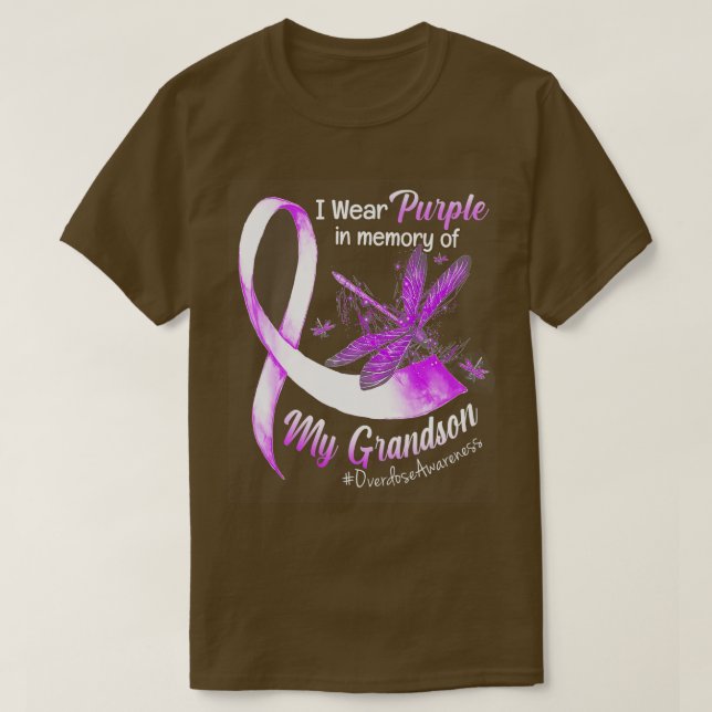I Wear Purple In Memory Of My Grandson Overdose Aw T Shirt (Design framsida)
