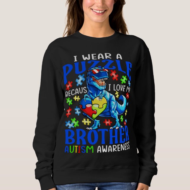 I Wear Puzzle Love My Brother Autism Awareness Din T Shirt (Framsida)