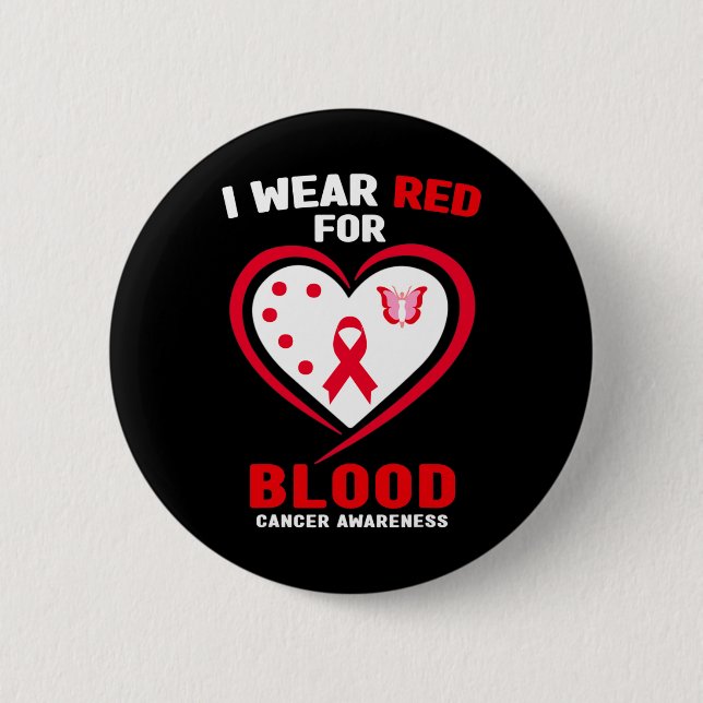 I Wear Red For Blood Cancer Awareness 3  Knapp (Framsida)