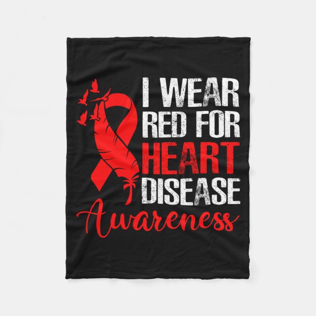 I Wear Red For Heart Disease Awareness Family Supp Fleecefilt (Framsidan)