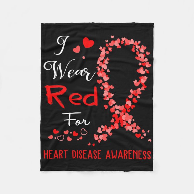 I Wear Red For Heart Disease Awareness  Fleecefilt (Framsidan)