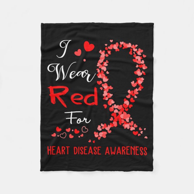 I Wear Red For Heart Disease Awareness  Fleecefilt (Framsidan)