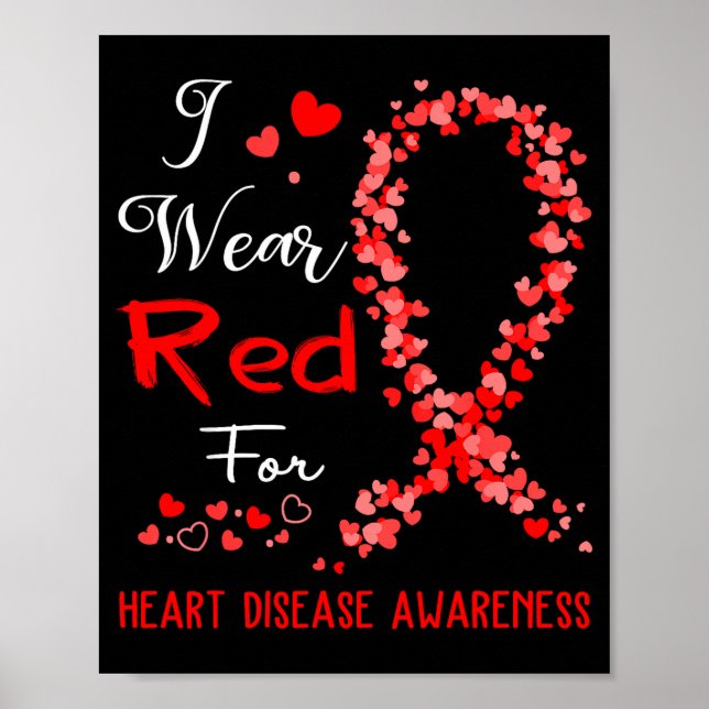 I Wear Red For Heart Disease Awareness  Poster (Framsidan)