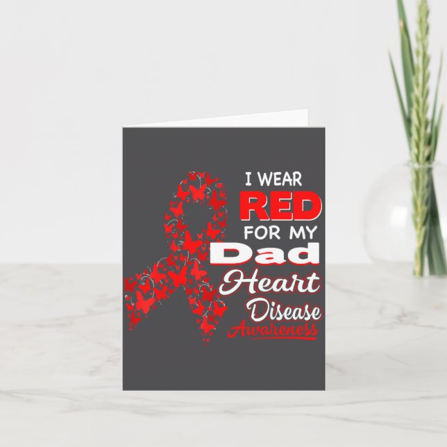 I Wear Red For My Dad Heart Disease Awareness Shir Kort (Framsida)