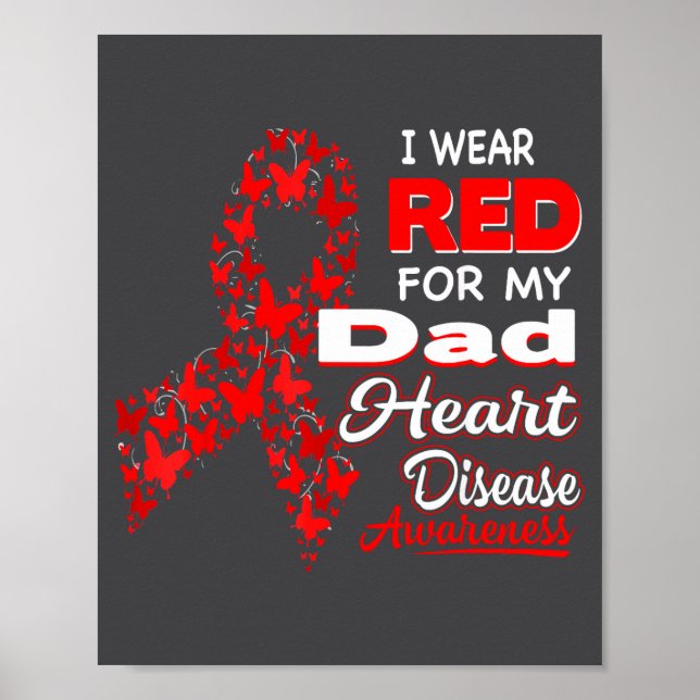I Wear Red For My Dad Heart Disease Awareness Shir Poster (Framsidan)