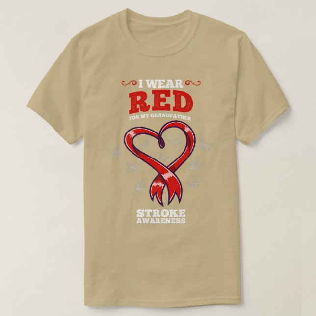 I Wear Red For My Grandfather Stroke Awareness  T Shirt (Design framsida)