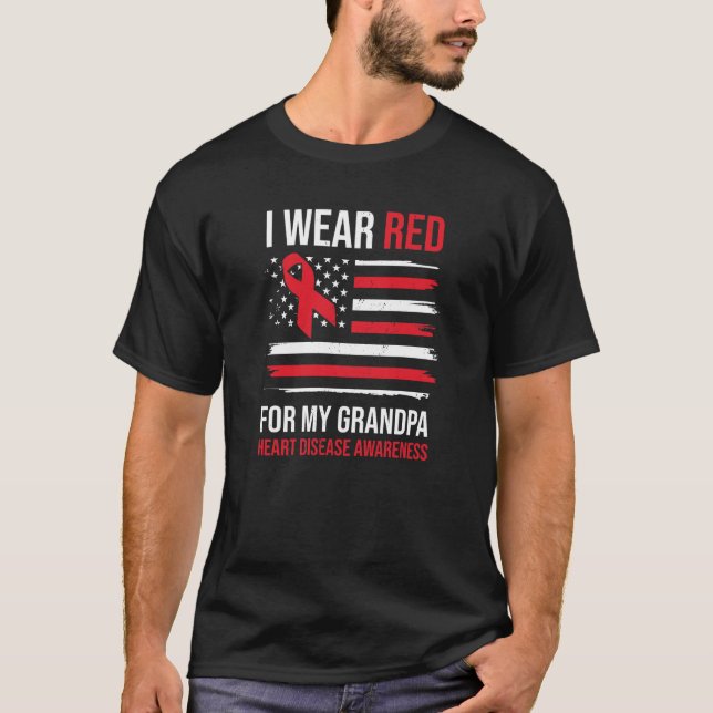 I Wear Red For My Grandpa Heart Disease Awareness T Shirt (Framsida)