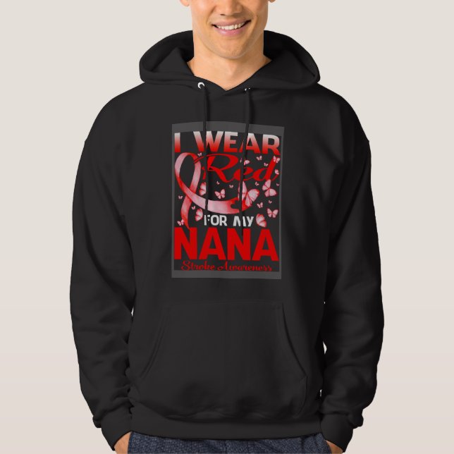 I Wear Red For My Nana Stroke Awareness Hoodie (Framsida)