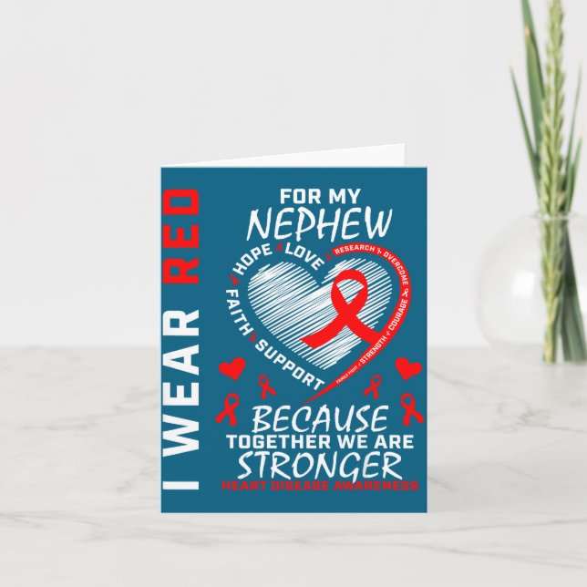 I Wear Red For My Nephew Heart Disease Awareness  Kort (Framsida)