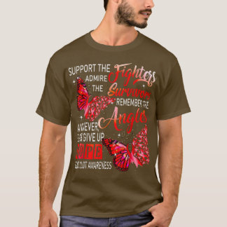I Wear Red Ribbon Butterflies Blood Clot Awareness T Shirt