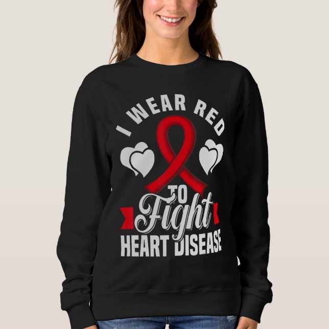 I Wear Red To Fight Heart Disease Awareness CHD Na T Shirt (Framsida)