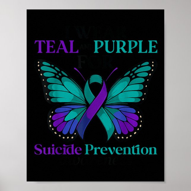 I Wear Teal &amp; Purple Butterfly Suicide Prevent Poster (Framsidan)
