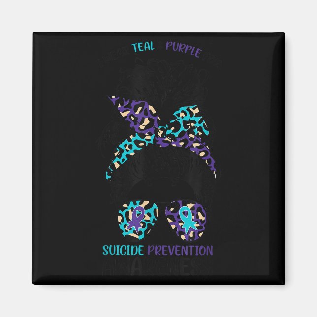 I Wear Teal &amp; Purple For Suicide Prevention Aw Magnet (Framsidan)