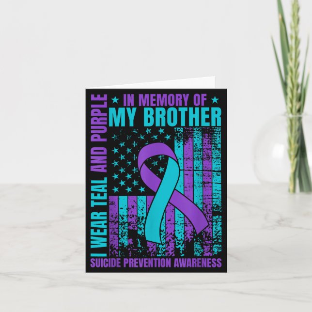 I Wear Teal And Purple For My Brother Suicide Prev Kort (Framsida)
