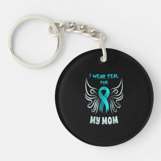 I Wear Teal For My Mom Teal Ribbon Butterfly