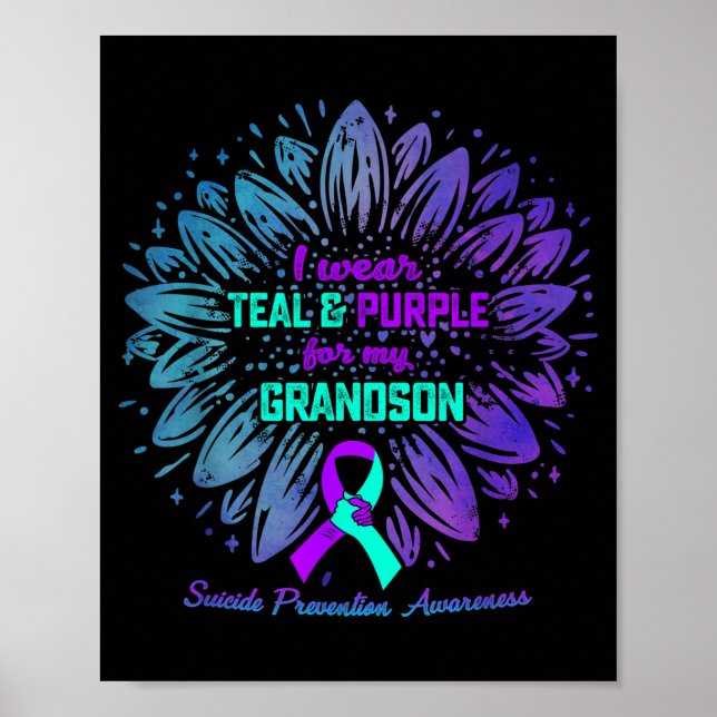 I Wear Teal Purple For Grandson Suicide Prevention Poster (Framsidan)