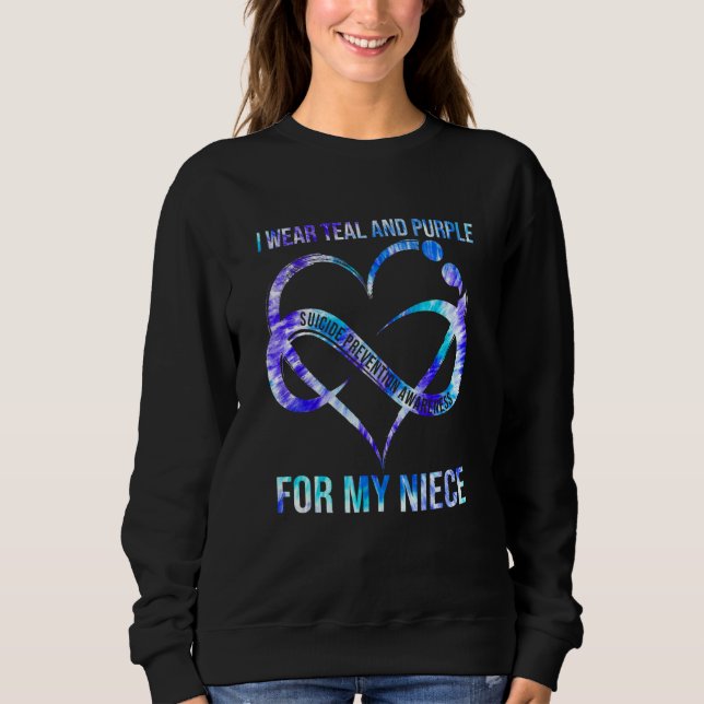 I Wear Teal Purple For Niece Suicide Prevention Aw T Shirt (Framsida)