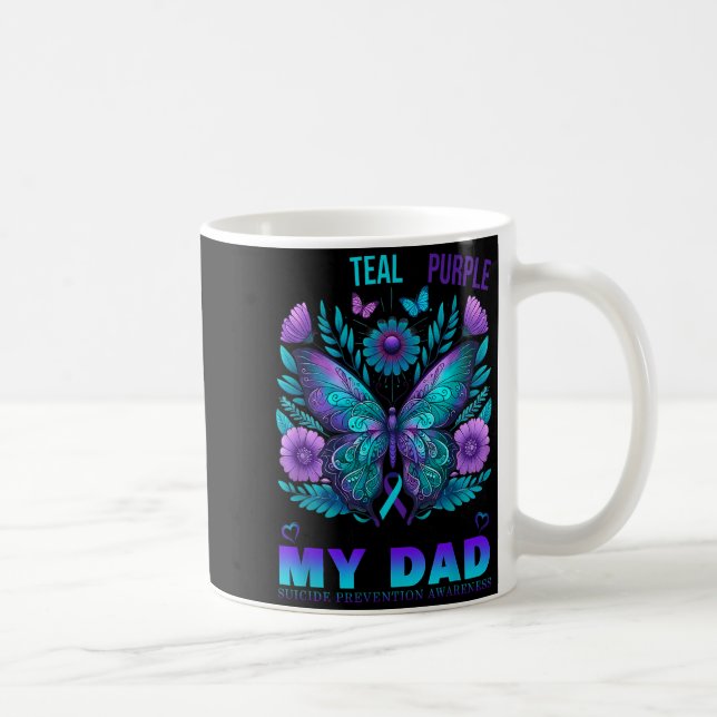 I Wear Teal Purple In Memory Of My Dad Suicide Awa Kaffemugg (Höger)